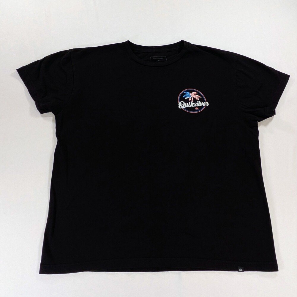Quicksilver Shirt Size L Men's patriotic Palm tree Beach Black